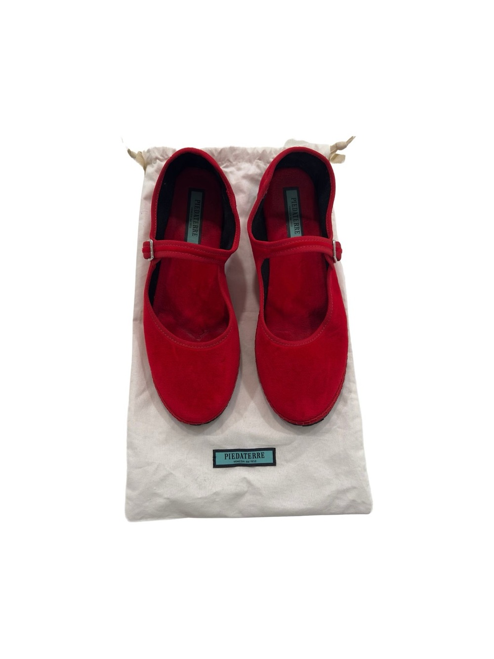 Piedaterre Red Suede Mary Jane Flats